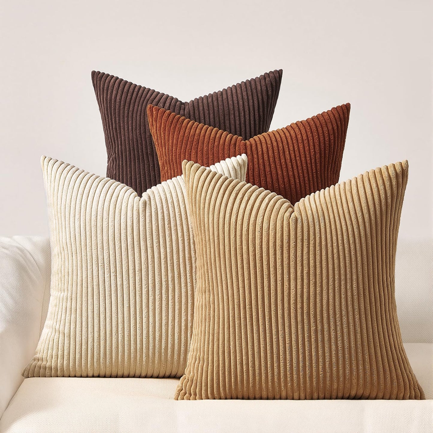 Topfinel Decorative Throw Pillow Covers Cushion Cases, Set of 4 Soft Velvet Modern Double-Sided Designs, Mix and Match for Boho Farmhouse Fall Home Decor (18x18 inch, Orange/Teal)