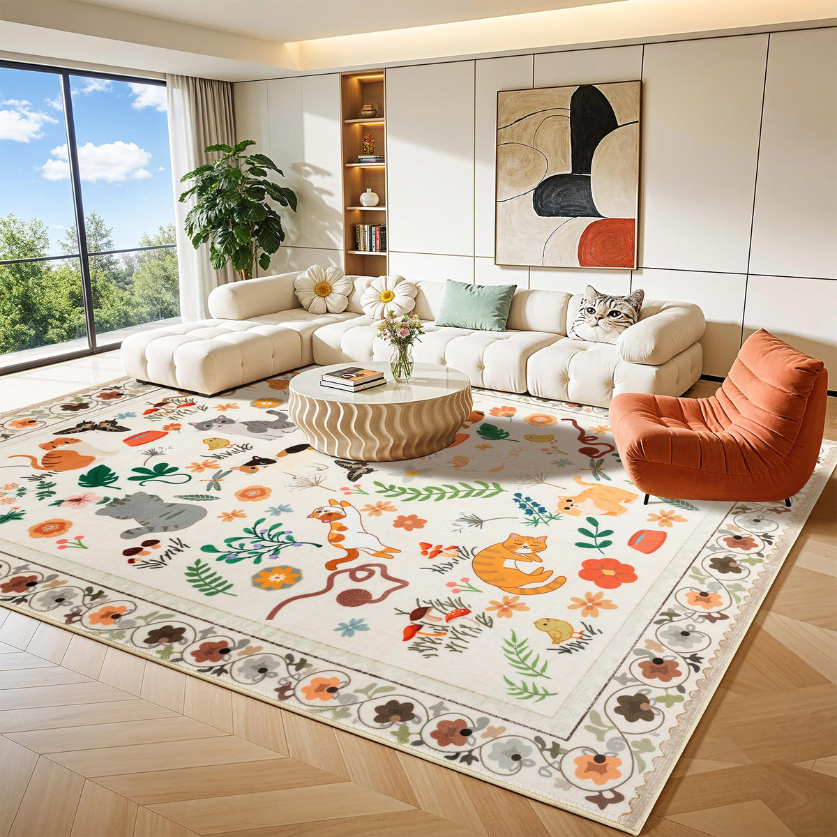 8x10 Washable Area Rug, Black Solid Area Rugs for Living Room & Bedroom | Stain-resistant & Non-slip backing,Low Pile Washable Large Carpet, Solid Vintage Style For High Traffic Areas(8x10,Black)