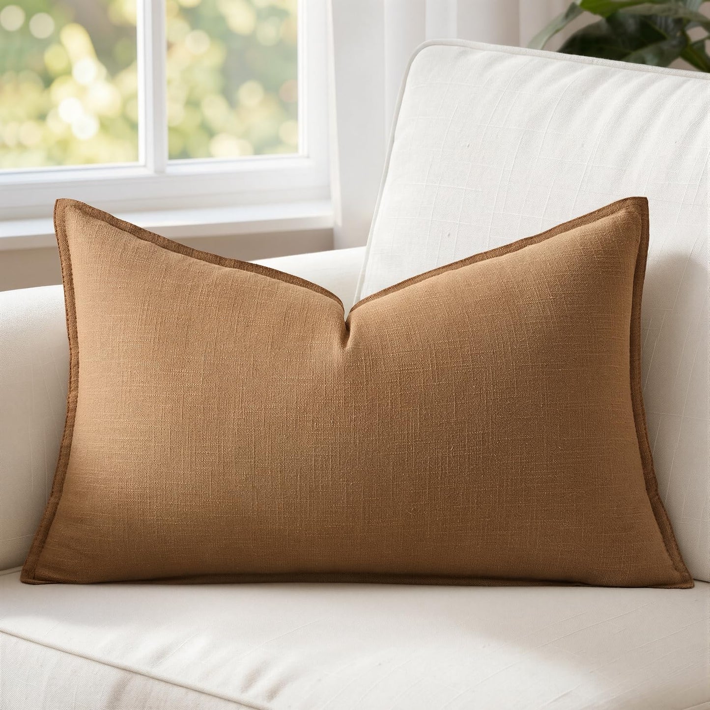 MIULEE Decorative Linen Lumbar Pillow Cover 14x36 Inch Natural Beige | Boho Farmhouse Neutral Couch Long Throw Pillow for Bed, Pack of 1 Accent Modern Pillowcase, Sofa Livingroom Home Decor