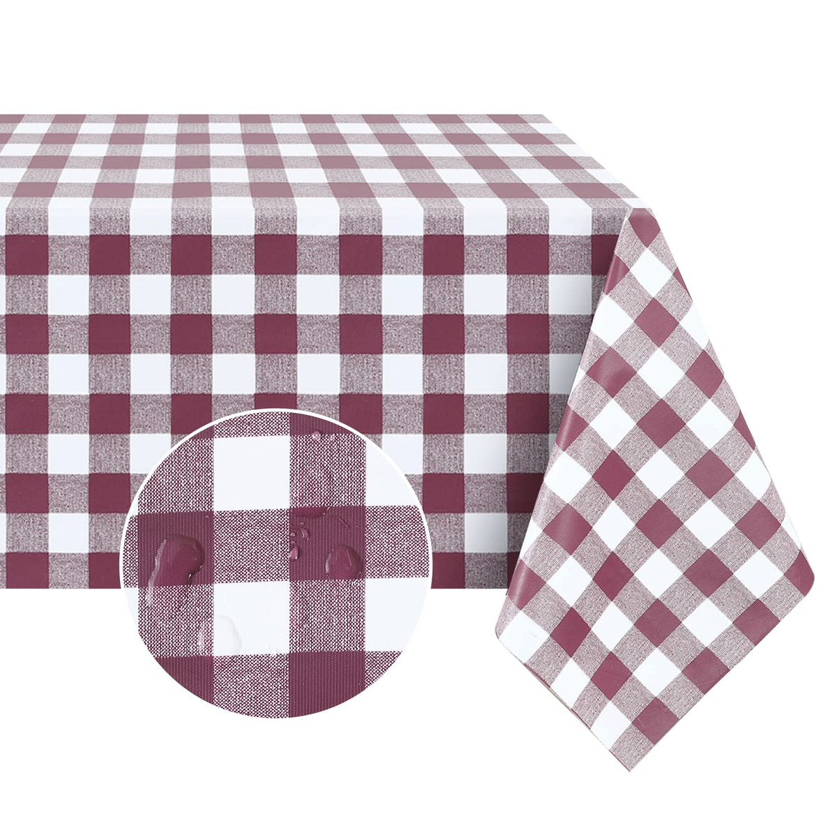 Romanstile Rectangle Vinyl Tablecloth, 100% Waterproof Buffalo Gingham Plastic Table Cloth, Heavy Duty Wipeable Checkered Table Covers for Outdoor, Camping, Picnic, Patio - 54 x 78, Light Blue