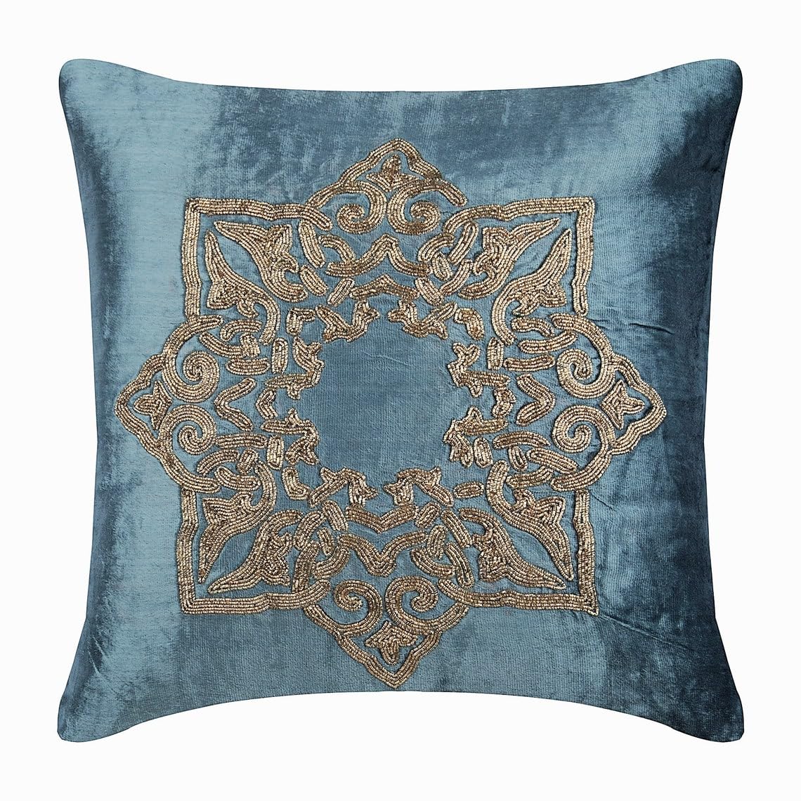 HomeCentric Silver Faux Leather Pearl Leaves Pillow, 24x24 inch, Silk, Contemporary Floral - Silver Beauty