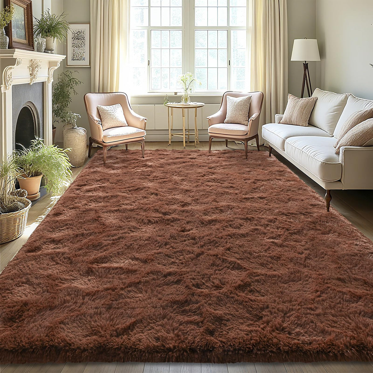 LOCHAS Area Rugs Fluffy Living Room Carpets for Kids Bedroom 6x9, Cream | Ultra Soft Indoor Modern Shaggy Rug for Dorm Nursery Boys Girls Home Decor
