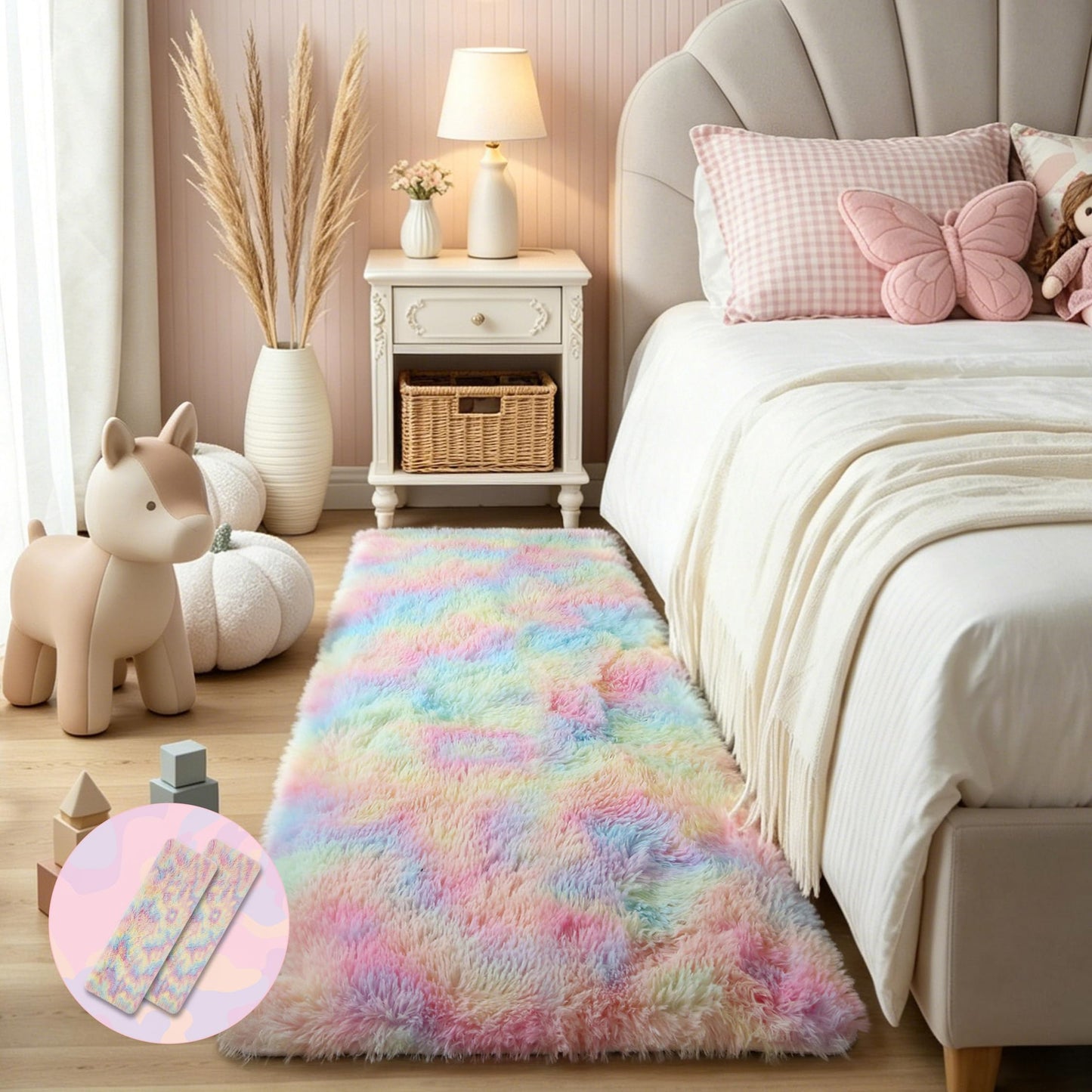 Pink Fluffy 4x6 Area Rugs for Bedroom Girls, Plush Washable Carpet | Area Rug for Kids Room, Nursery, Dorm Room, Non Slip Shaggy Floor Carpet