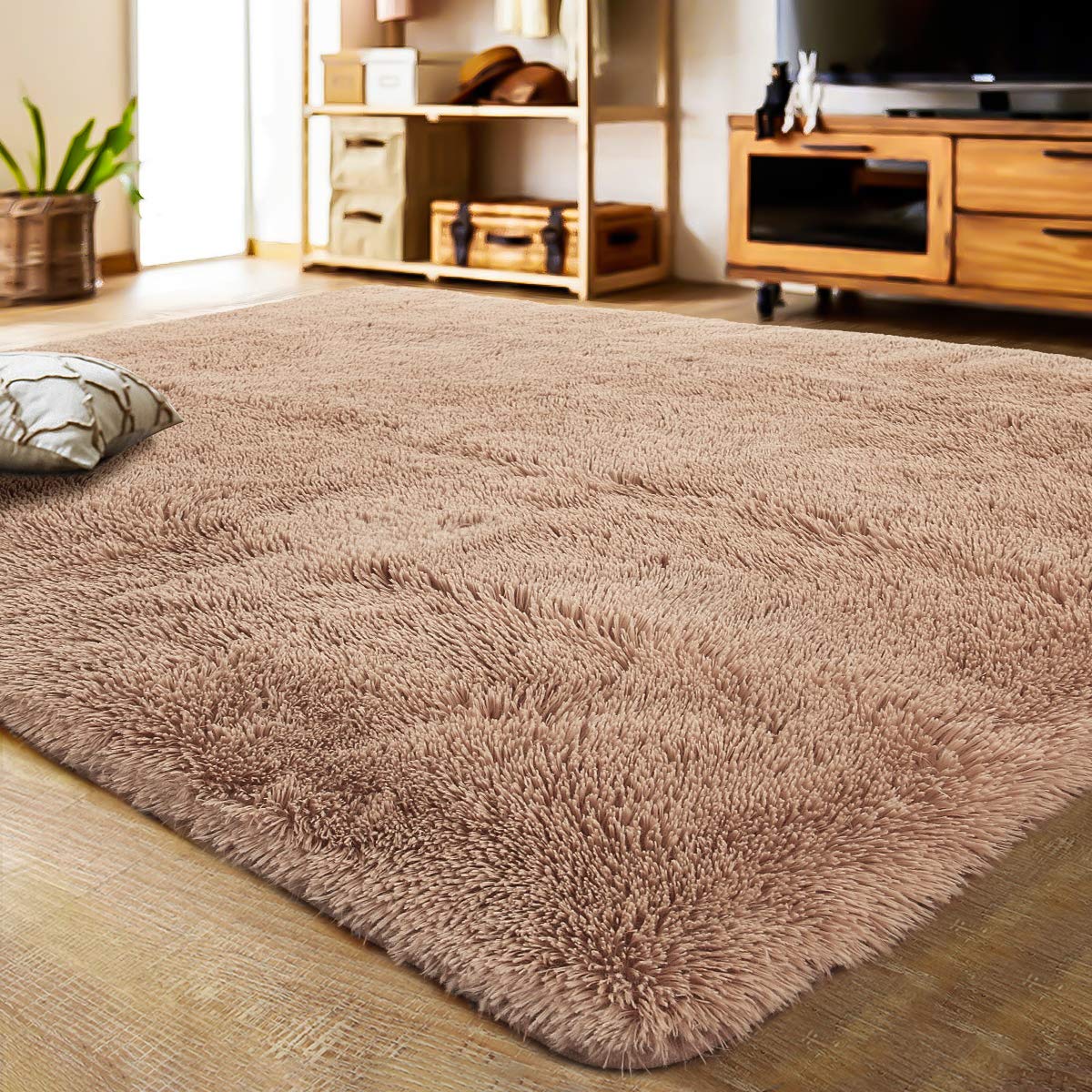 LOCHAS Area Rugs Fluffy Living Room Carpets for Kids Bedroom 6x9, Cream | Ultra Soft Indoor Modern Shaggy Rug for Dorm Nursery Boys Girls Home Decor