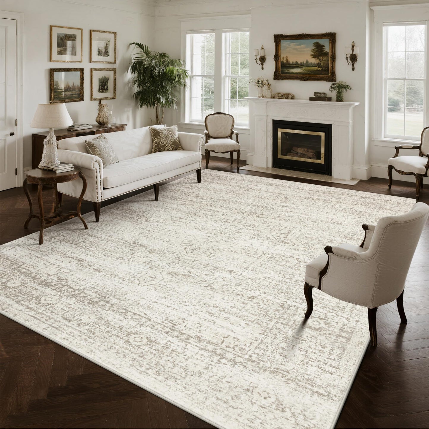 Washable Rugs 8x10 Area Rugs for Living Room,Bedroom,Dining Room Carpet | Ultra Soft Faux Wool,Kids & Pet Friendly,Machine Washable,Non-Slip & Non-Shedding,Large Vintage Low Pile Rug for Home Office