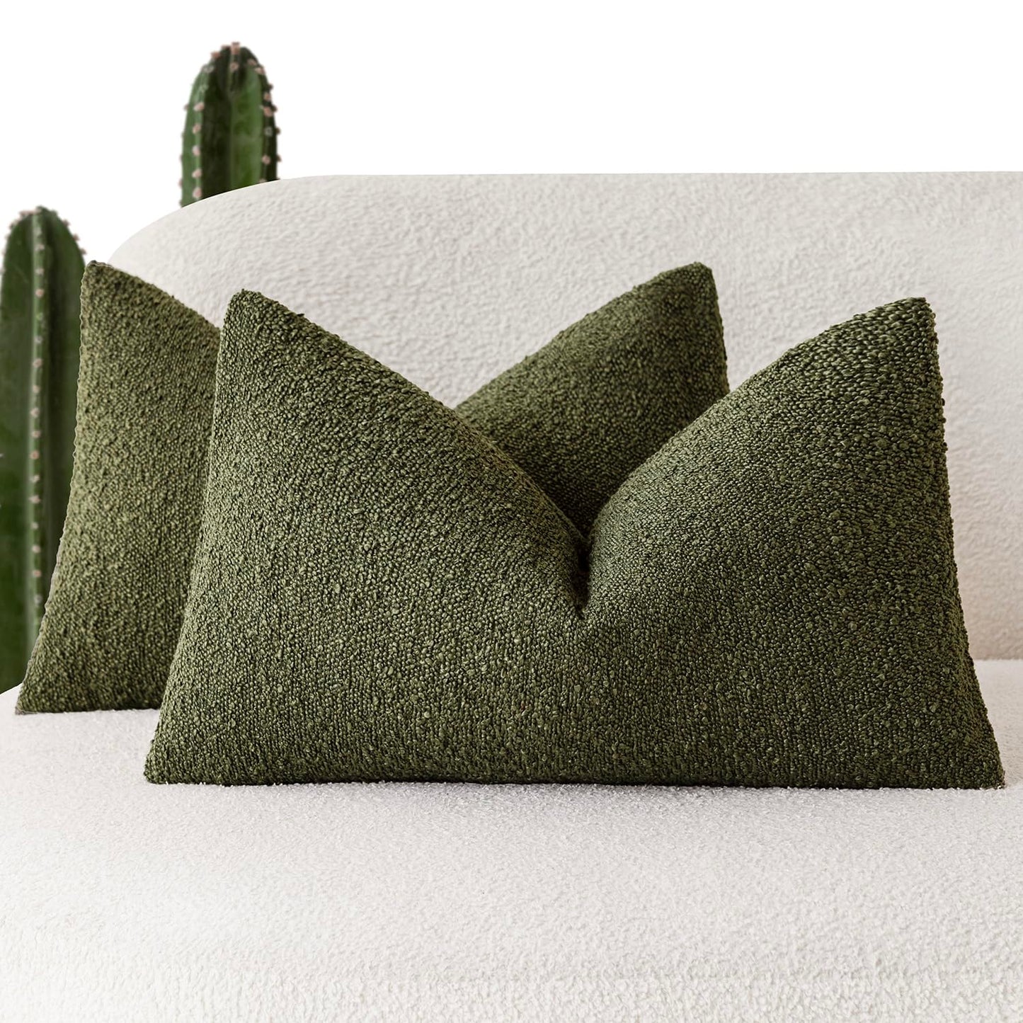 Foindtower Pack of 2, 20 x 20 Inch, Decorative Textured Boucle Throw Pillow Covers Accent Solid Pillow Cases Cozy Soft Couch Cushion Case for Chair Sofa Bedroom Living Room Home Decor, Cream White