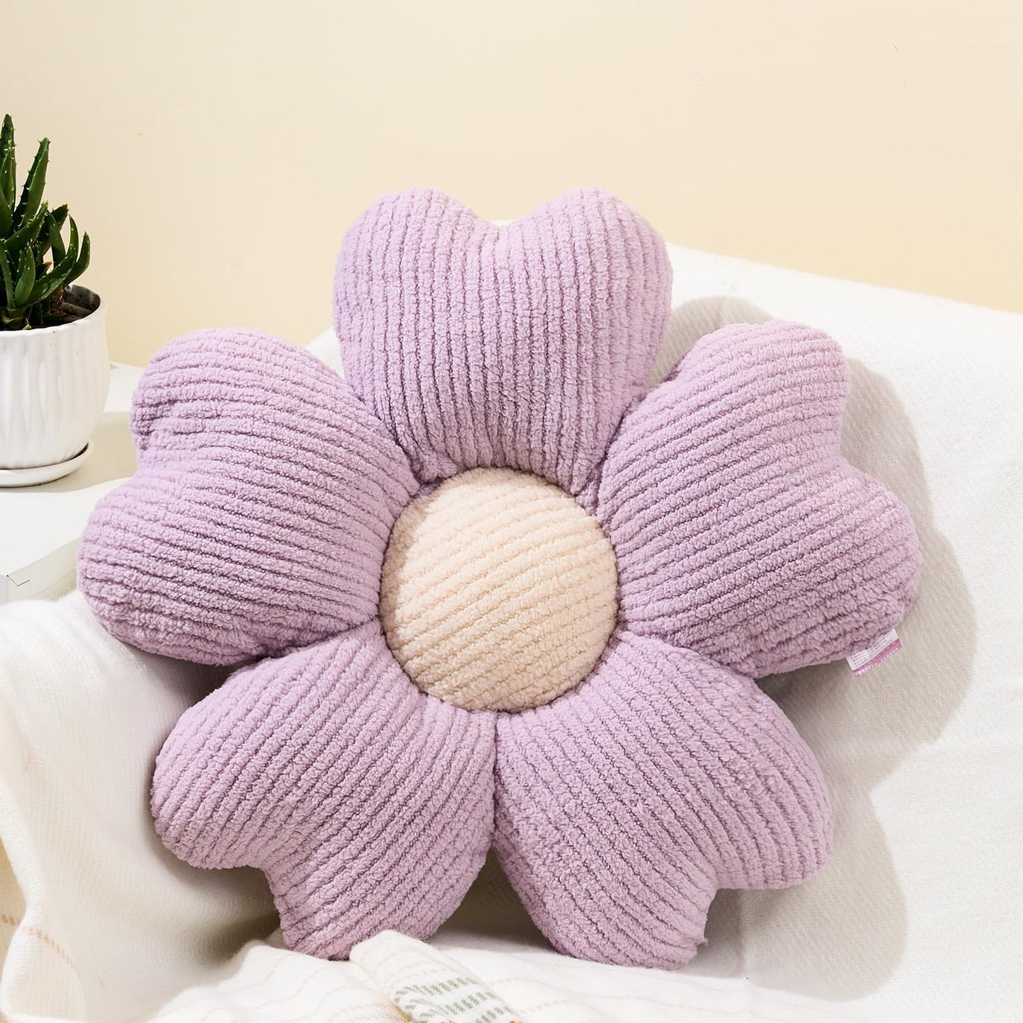 Sioloc Yellow Flower Pillow, Decorative Throw Pillow for Bed, Cute Daisy Flower Shaped Floor Cushion for Pet, Couch & Room Decor (15.7 Inch)