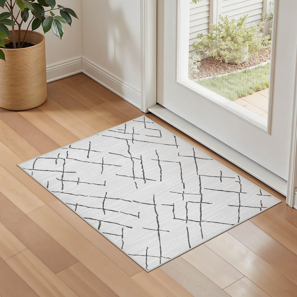 kakania 9x12 Washable Area Rug: Non Slip Soft Thin Carpet, Boho Geometric Modern Decor, Easy Clean Indoor Floor Large Rugs for Living Room Bedroom Kids Dorm Office Dining - Brown