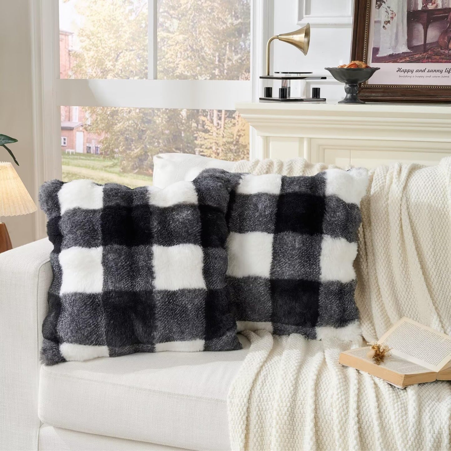 Cheetah Print Faux Fur Fluffy Pillowcases,Plush Soft Throw Pillow Covers, Fuzzy Decorative Leopard Print Pillow Cases, Furry Brown Leopard Cushion Covers for Couch Sofa-18x18 inch Set of 2