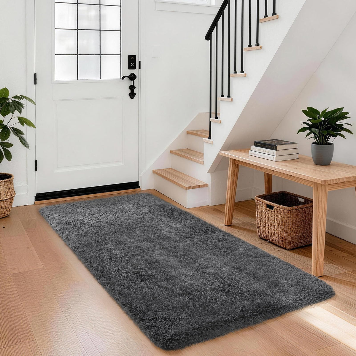 Ophanie 8x10 Area Rugs for Living Room, Washable Non-Slip Fluffy Soft Large Shag Bedroom Carpet, Ivory Big Indoor Nursery Rug, Carpets for Boy and Girls Room Dorm Decor with Over 99 pcs Pile fibers