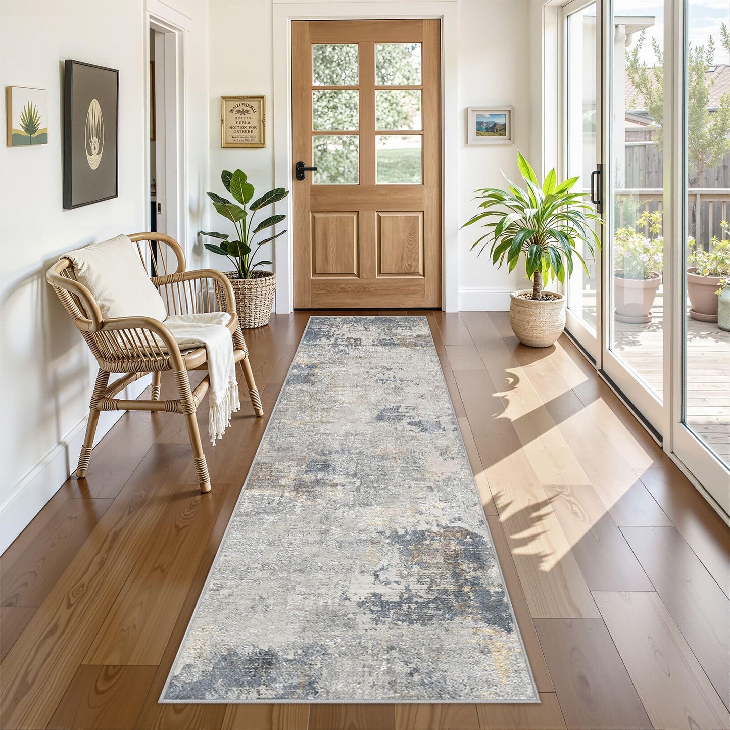 UERMEI 9x12 Area Rug Living Room Rugs - Washable Neutral Modern Abstract Soft Thin Large Rug Indoor Floor No Slip Rug Carpet for Bedroom Under Dining Table Home Office Decor - Brown Grey