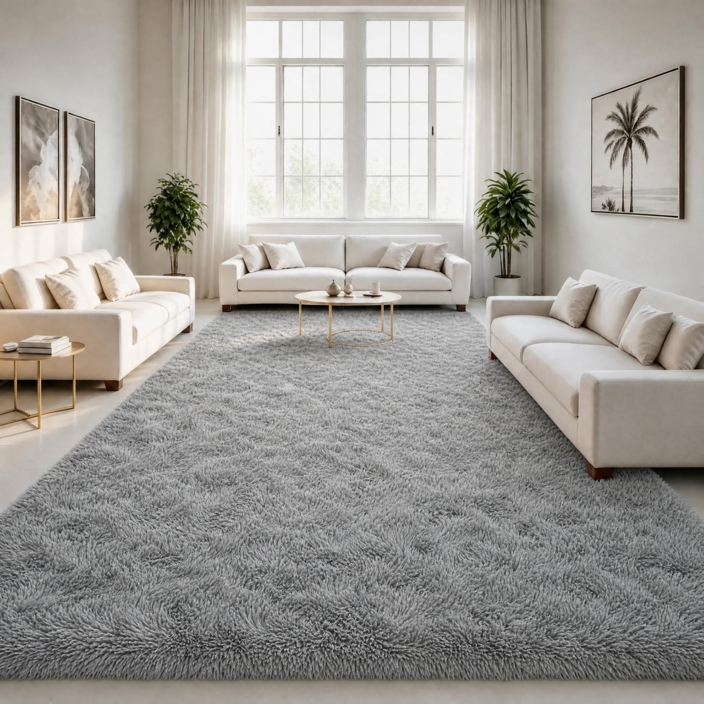 LOCHAS Area Rugs Fluffy Living Room Carpets for Kids Bedroom 6x9, Cream | Ultra Soft Indoor Modern Shaggy Rug for Dorm Nursery Boys Girls Home Decor