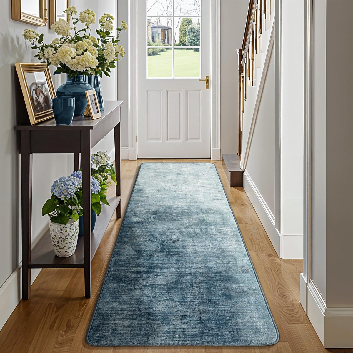 8x10 Washable Area Rug, Black Solid Area Rugs for Living Room & Bedroom | Stain-resistant & Non-slip backing,Low Pile Washable Large Carpet, Solid Vintage Style For High Traffic Areas(8x10,Black)