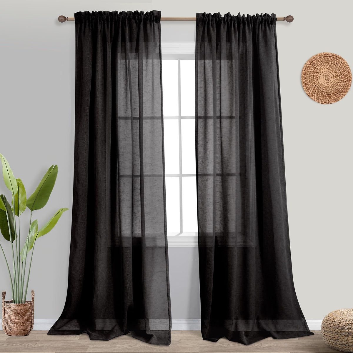 KOUFALL White Sheer Curtains 84 Inches Long 2 Panels,Gauze Cheese Cloth Linen Look Rod Pocket Flowy See Through Curtains for Living Room Bedroom