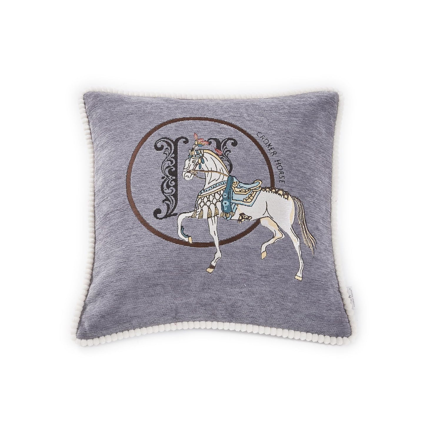 Croker Horse New Version 18x18 inches Throw Pillow Cushion Covers Set 2 Pack - Luxury Horse Jacquard Embroidery with Lace Trim Decorative Cover for Couch, Sofa, Living Room Bedroom (Red)