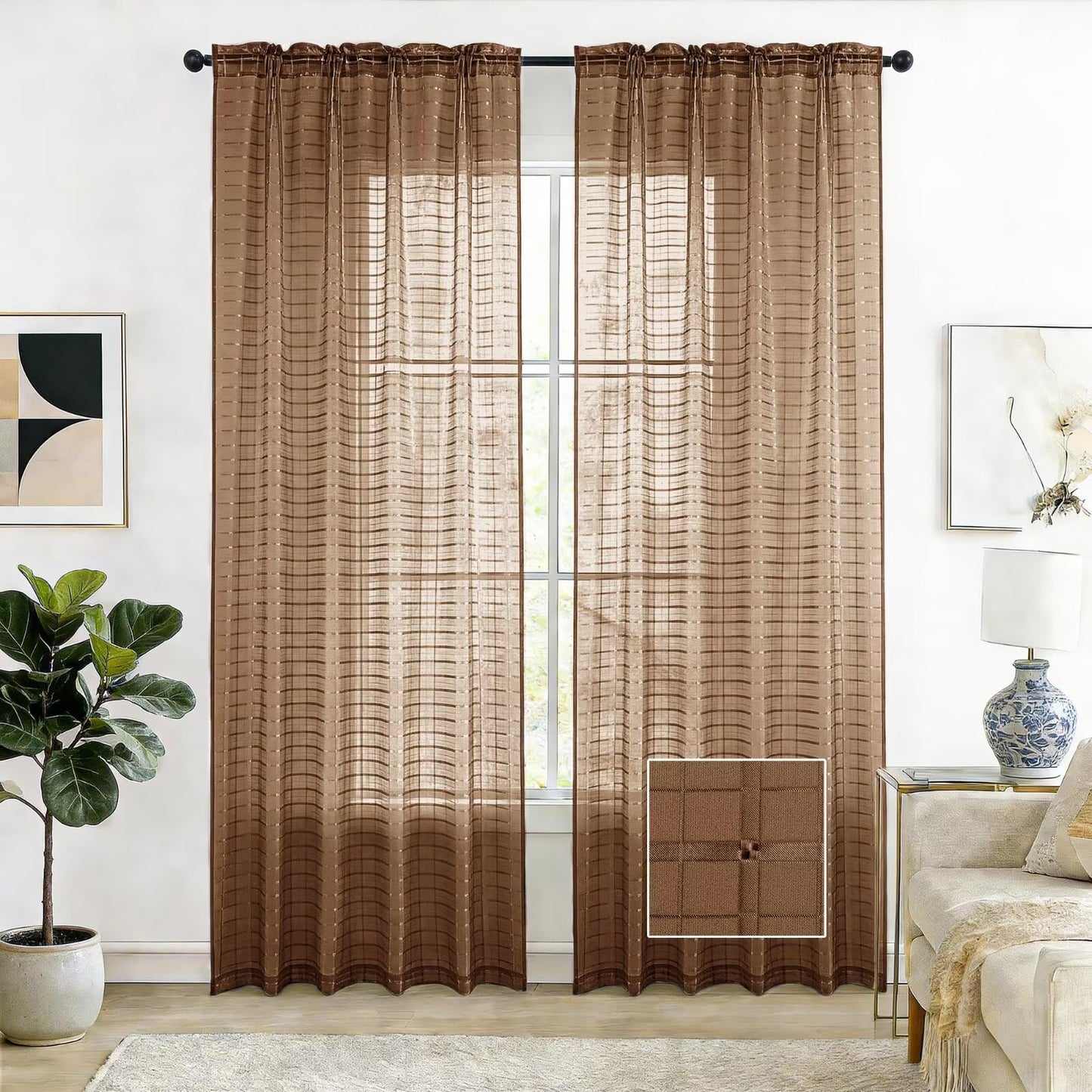 SpaceDresser Basic Rod Pocket Sheer Voile Window Curtain Panels White 1 Pair 2 Panels 52 Width 84 Inch Long for Kitchen Bedroom Children Living Room Yard(White,52 W x 84 L)