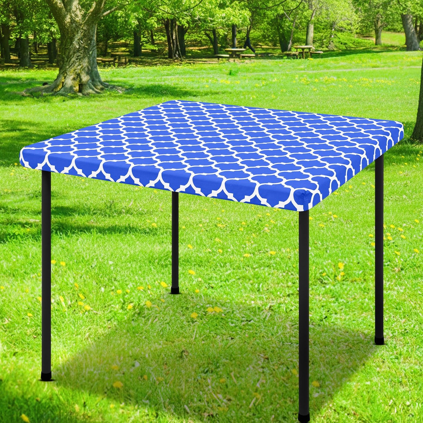 Smiry Picnic Fitted Table Cover, 6 Foot Flannel Backed Vinyl Tablecloth | Waterproof Elastic Stretch Table Cloth, Wipeable Plastic Tablecloth for Camping, Indoor & Outdoor (Grey, 30" x 72")