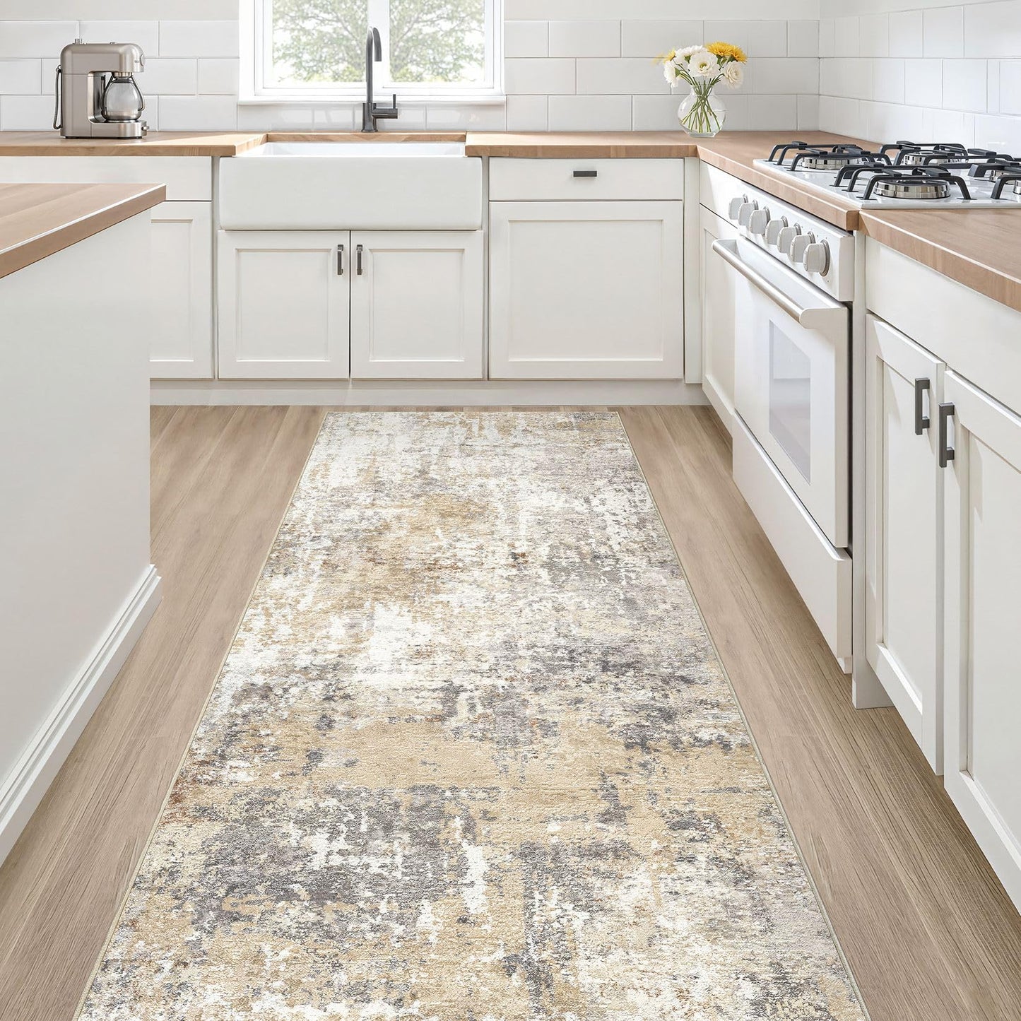 LOONGRUG Area Rug 5x7 Washable Neutral Modern Abstract Living Room Rugs | Soft Stain Resistant Non-Slip Indoor Carpet for Bedroom Nursery Playroom Dining Room Office Dorm Home