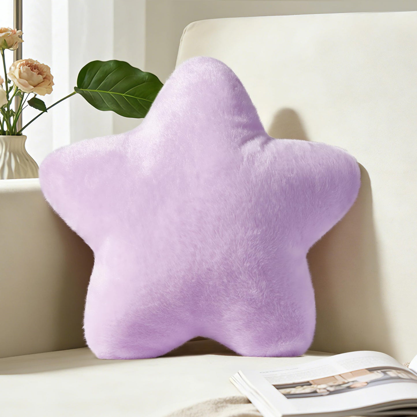 Star Pillow 15.4" Cute Soft Faux Plush Small White Decorative Throw Pillows | Star shaped, PP cotton Filling, Fluffy and Comfortable, for Gilrs Kids, for Couch Bed Sofa Bedroom Living Room