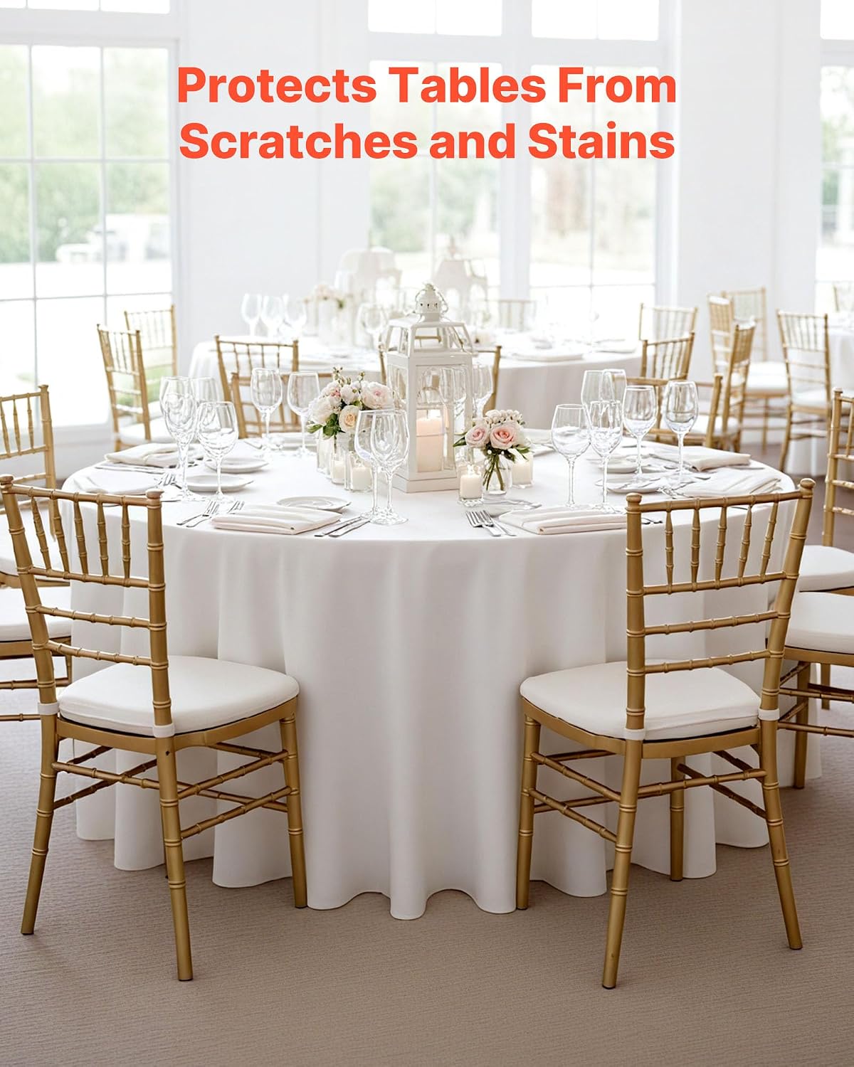 VEVOR White Round Tablecloths 10 Pack, 132 Inches in Diameter, Stain- & Wrinkle- Resistant, Machine Washable Table Clothes, Polyester Fabric Table Covers for Wedding, Party, Banquet, Formal Events