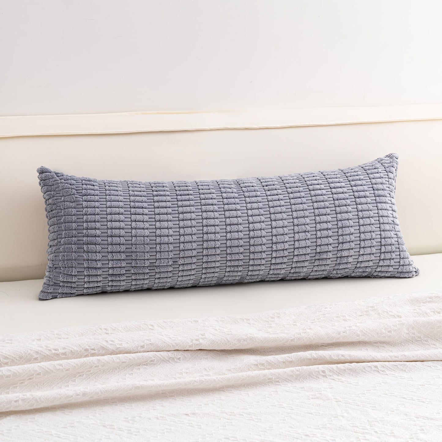 Pack of 2 Corduroy Decorative Throw Pillow Covers 18x18 Inch, Cream White | Fall Soft Striped Pillow Covers Modern Farmhouse Home Decor Christmas Throw Pillow Covers for Sofa Living Room Couch Bed ﻿
