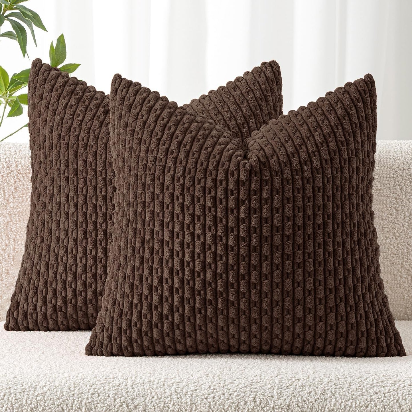 MIULEE Decorative Throw Pillow Covers 18x18 Sage Green Textured Corduroy | Pack of 2 Striped Pillow Covers Modern Farmhouse Home Decor for Couch Bed Sofa Living Room