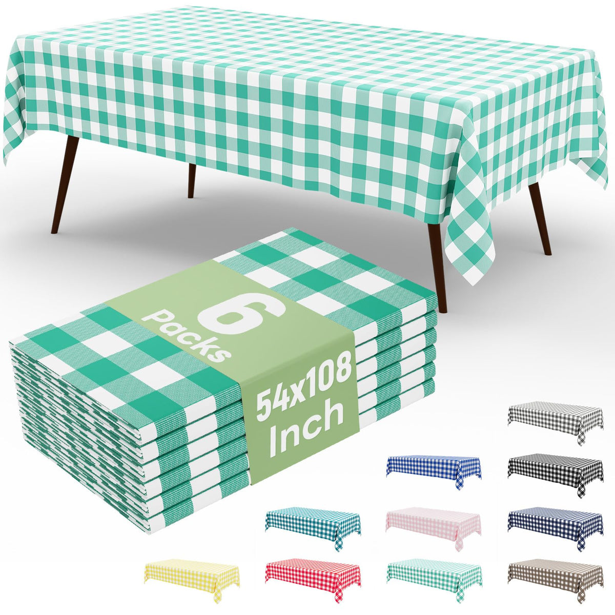 4 Packs Buffalo Disposable Table Cloth, 54 x 108 Inch Waterproof Plastic Tablecloth, Rectangle Red and White Checkered Table Covers for Picnic, Birthday, Party, Back to School