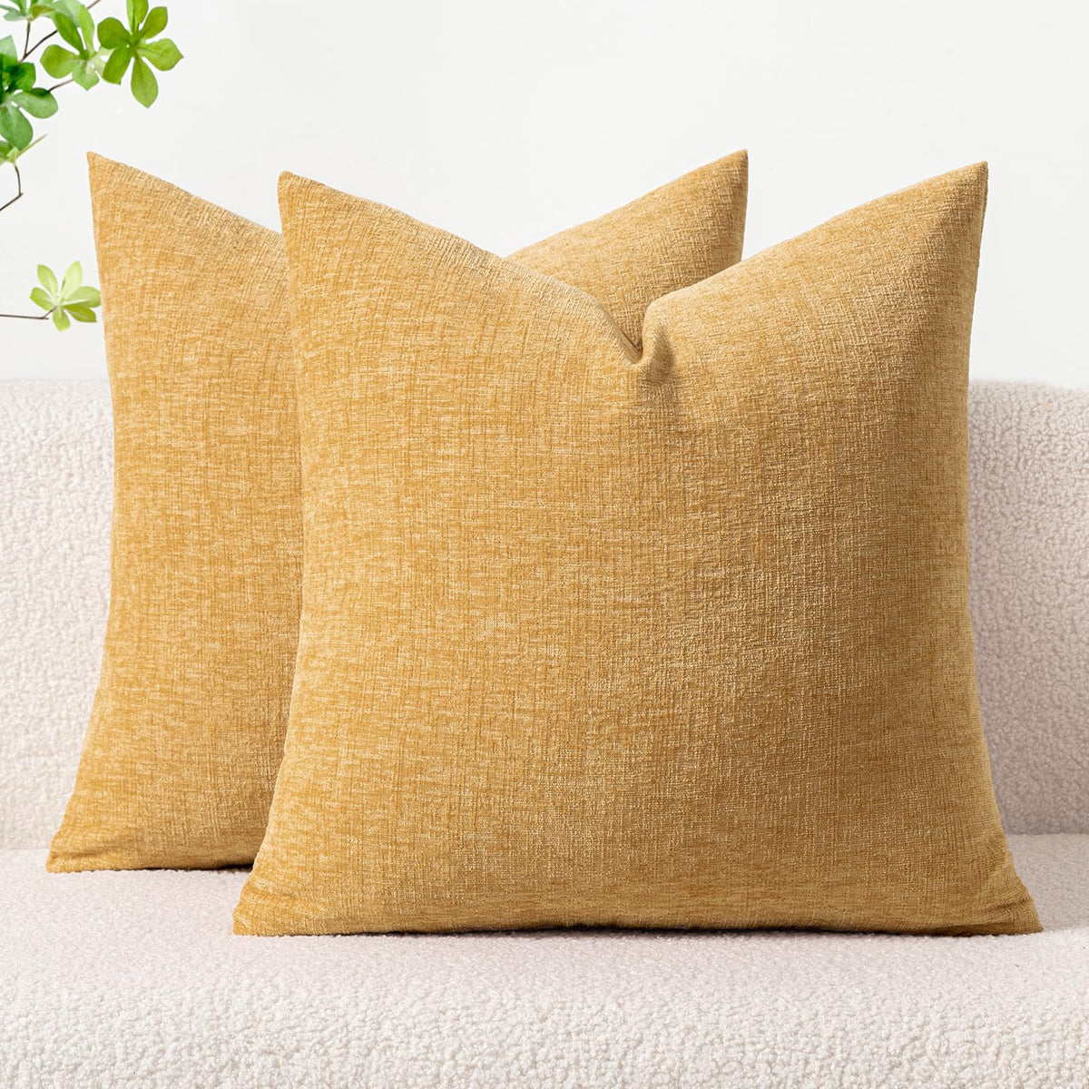 MIULEE Soft Chenille Fall Throw Pillow Covers Burnt Orange 18x18 Pack of 2 | Modern Fall Home Decor, Classic Decorative Pillows, Solid Dyed Cases, Boho Couch Cushion Covers for Sofa Bed Living Room