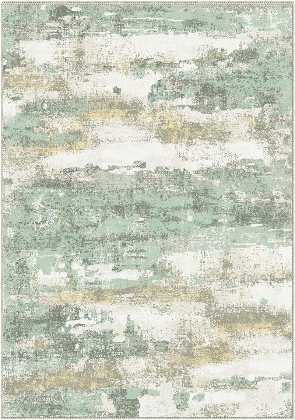 BEIMO 5x7 Green Abstract Area Rug, Washable Non-Slip for Bedroom | Soft Low-Pile Carpet, Lightweight and Easy to Vacuum, Sage Living Rooms, Dining Rooms, Bedrooms, and Home Offices