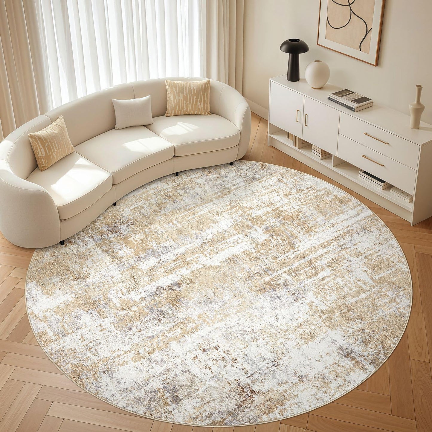 LOONGRUG Area Rug 5x7 Washable Neutral Modern Abstract Living Room Rugs | Soft Stain Resistant Non-Slip Indoor Carpet for Bedroom Nursery Playroom Dining Room Office Dorm Home