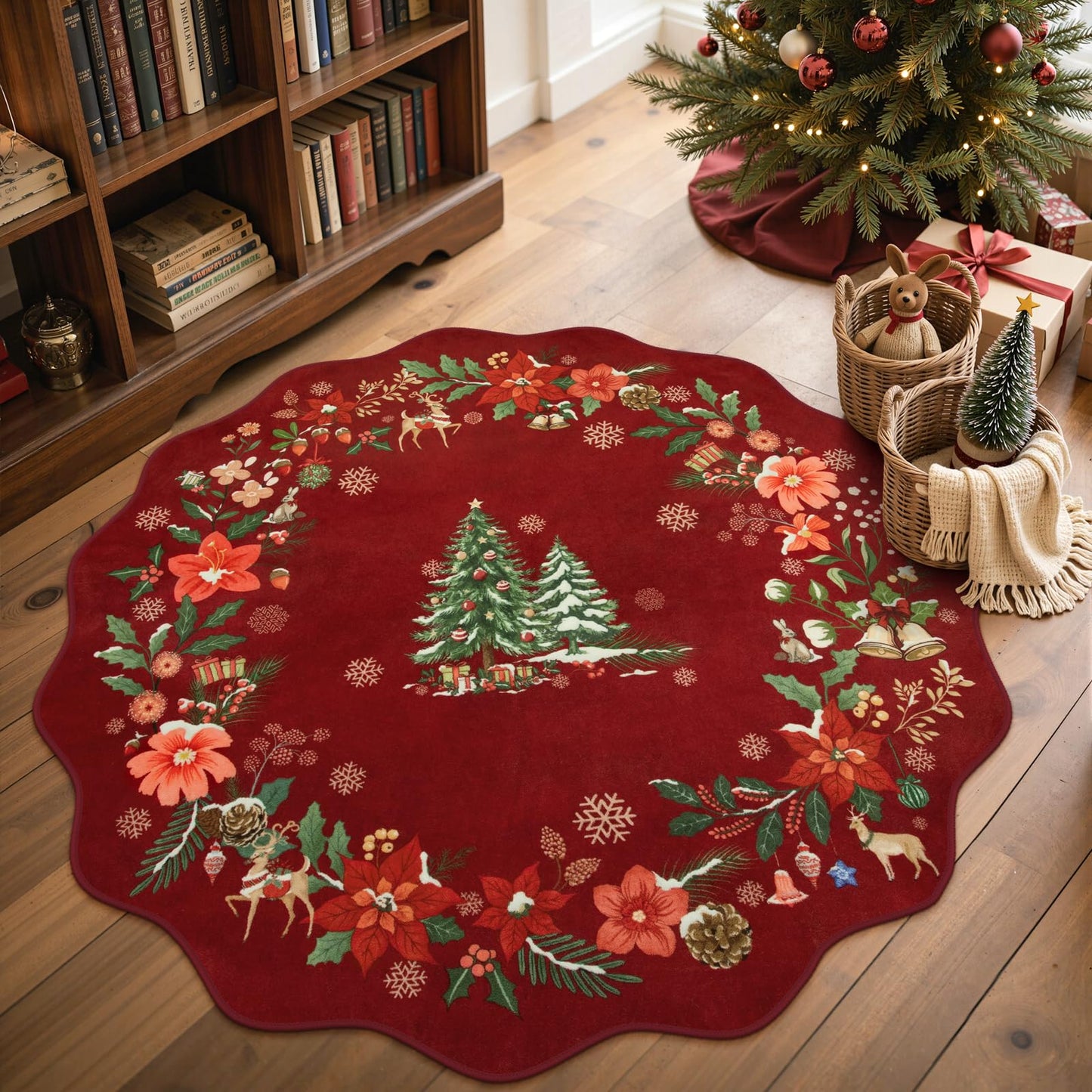 Lahome Floral Living Room Rugs, Area Rugs 5x7 Rug for Bedroom Ultra-Thin Soft Rug, Non-Slip Washable Rugs Stain Resistant Boho Rug Flore Throw Rug for ‎Dining Room Office (5x7ft,Green)