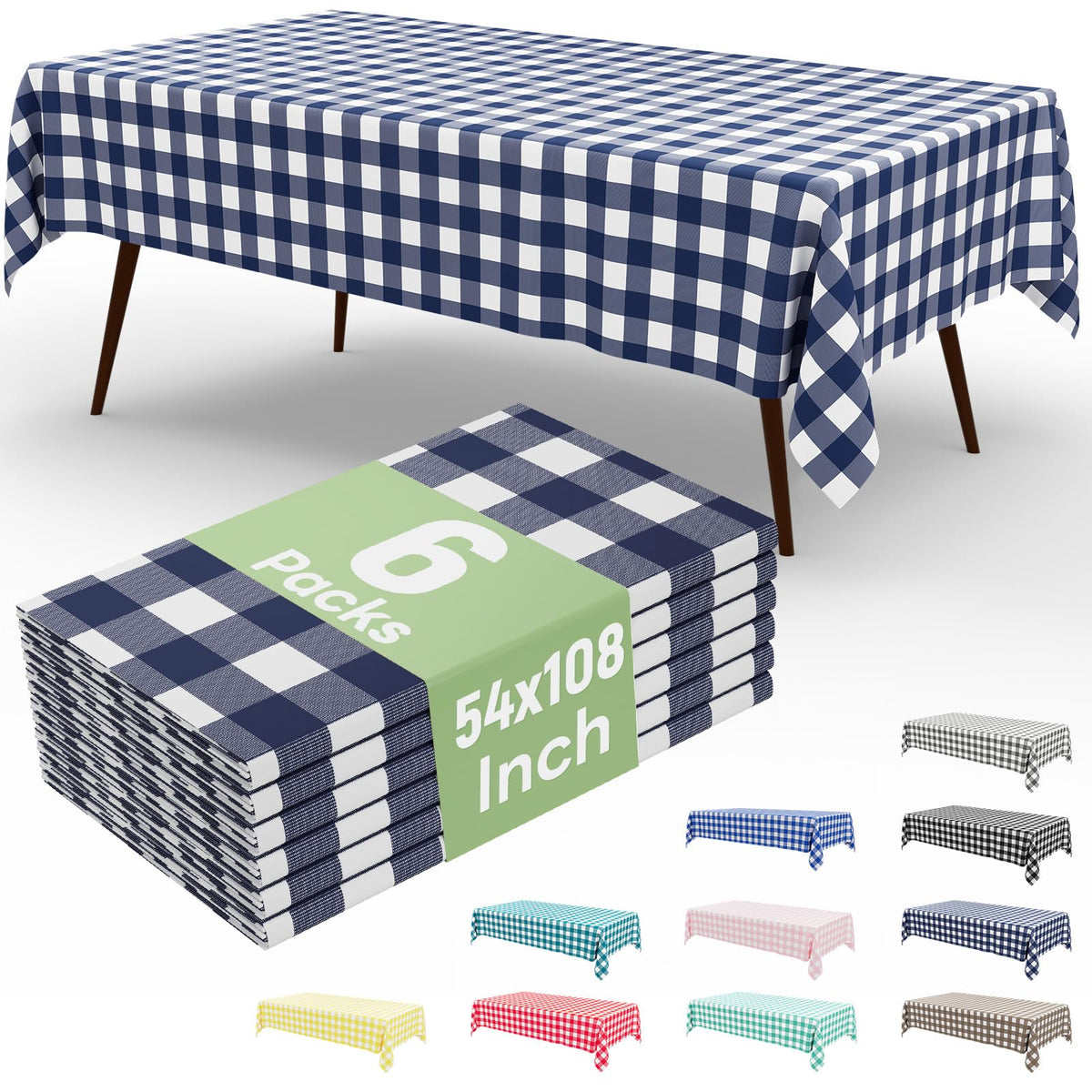 4 Packs Buffalo Disposable Table Cloth, 54 x 108 Inch Waterproof Plastic Tablecloth, Rectangle Red and White Checkered Table Covers for Picnic, Birthday, Party, Back to School
