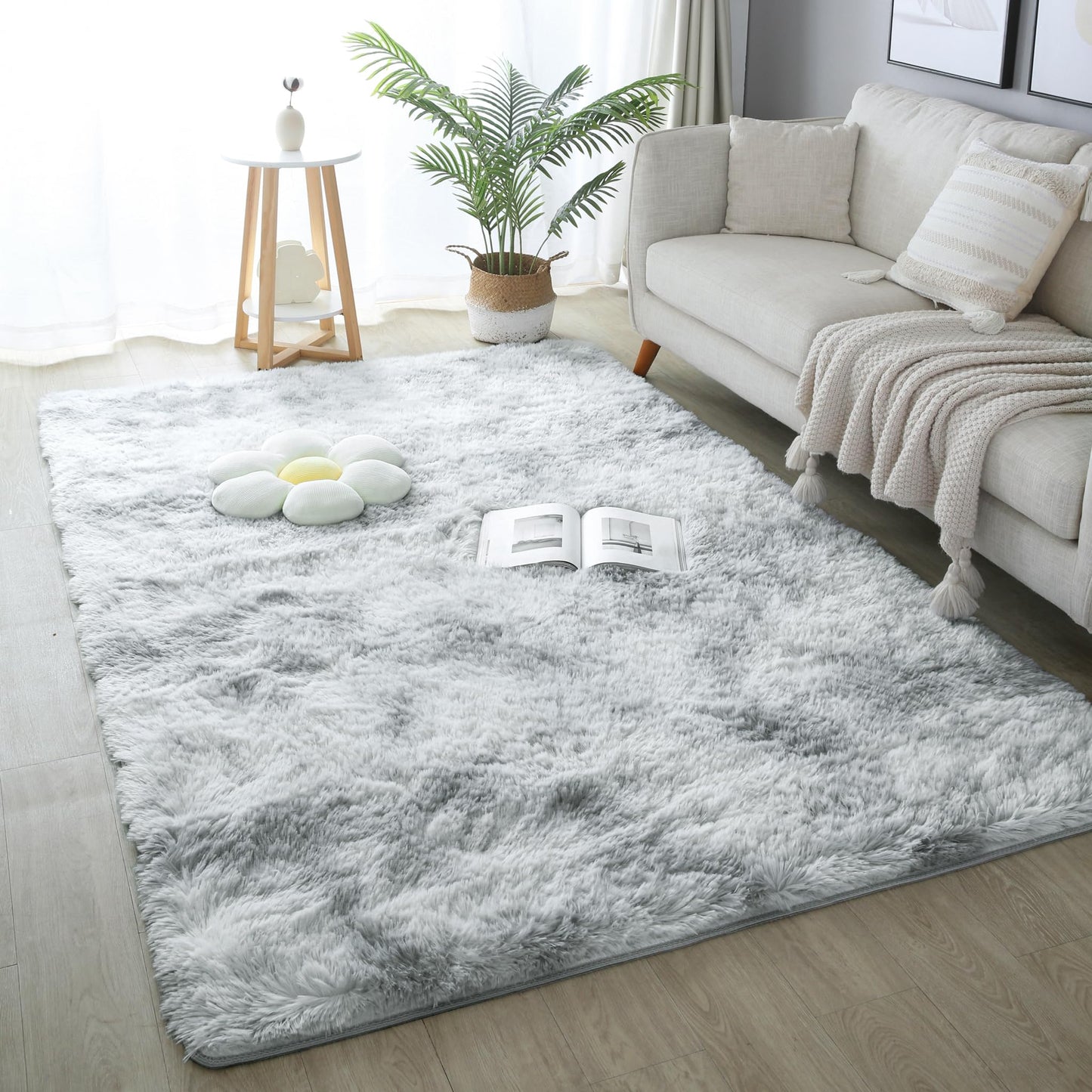 Pink Fluffy 4x6 Area Rugs for Bedroom Girls, Plush Washable Carpet | Area Rug for Kids Room, Nursery, Dorm Room, Non Slip Shaggy Floor Carpet