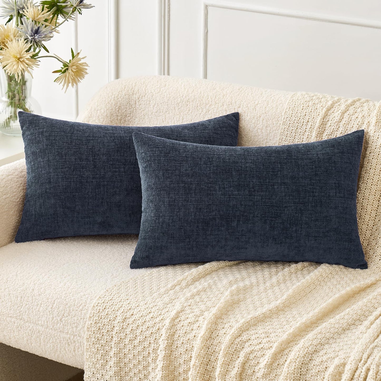 MIULEE Soft Chenille Fall Throw Pillow Covers Burnt Orange 18x18 Pack of 2 | Modern Fall Home Decor, Classic Decorative Pillows, Solid Dyed Cases, Boho Couch Cushion Covers for Sofa Bed Living Room