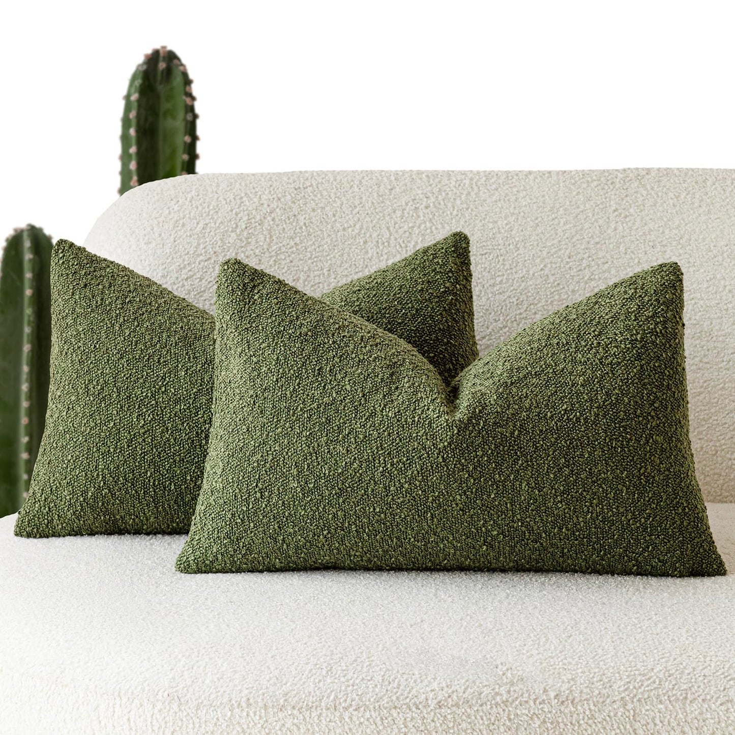 Foindtower Pack of 2, 20 x 20 Inch, Decorative Textured Boucle Throw Pillow Covers Accent Solid Pillow Cases Cozy Soft Couch Cushion Case for Chair Sofa Bedroom Living Room Home Decor, Cream White