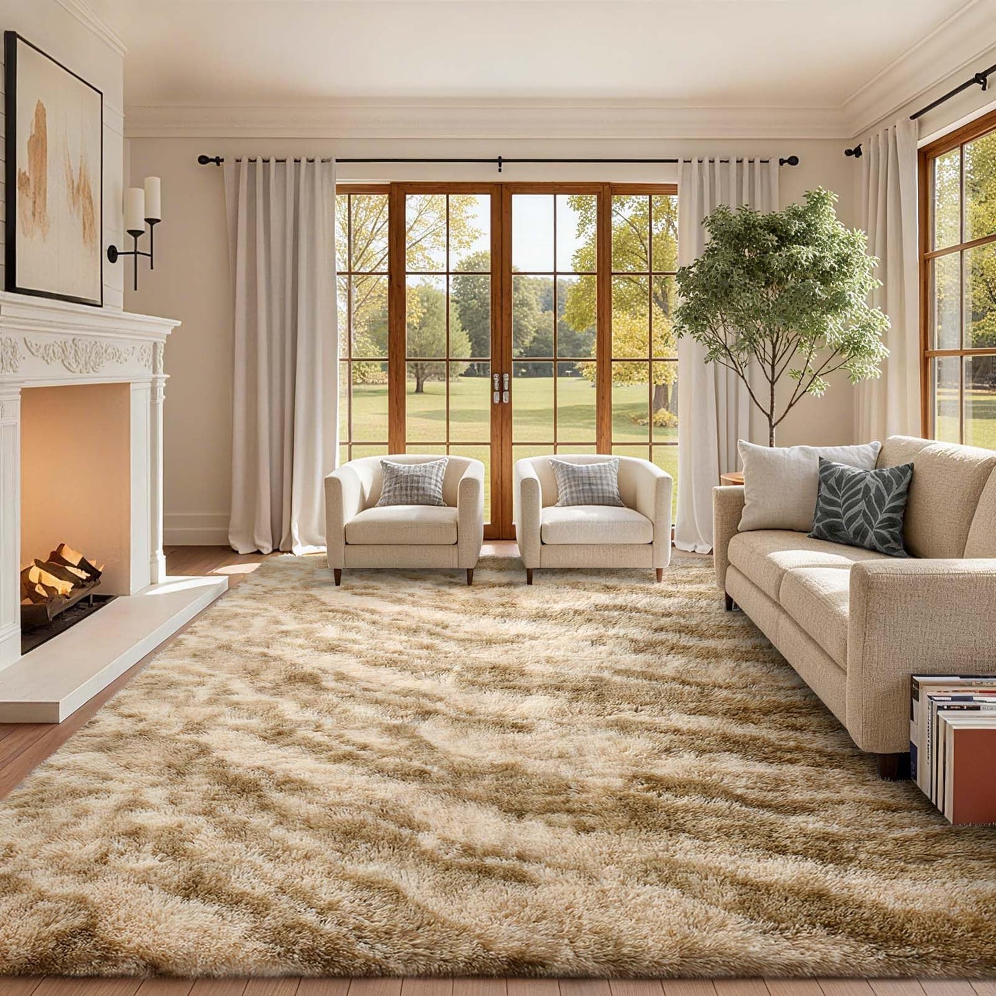 6x9 Ft Large Shag Rugs for Living Room Decor, Tie-Dyed Ultra Soft Fluffy Furry Area Rugs for Bedroom Indoor Floor, Aesthetic Carpet for Kids Home (Dark Grey)