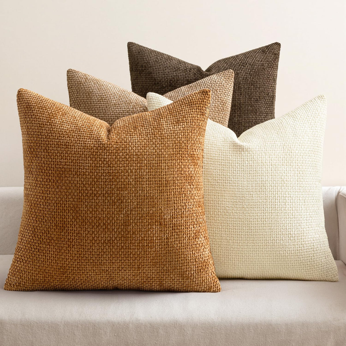 MIULEE Soft Decorative Chenille Pillow Covers Blue Series 18x18 Pack of 4 | Modern Coastal Decor, Blue Gradient Set, Couch Throw Pillows, Farmhouse Boho Cushion Covers for Sofa Bed Living Room