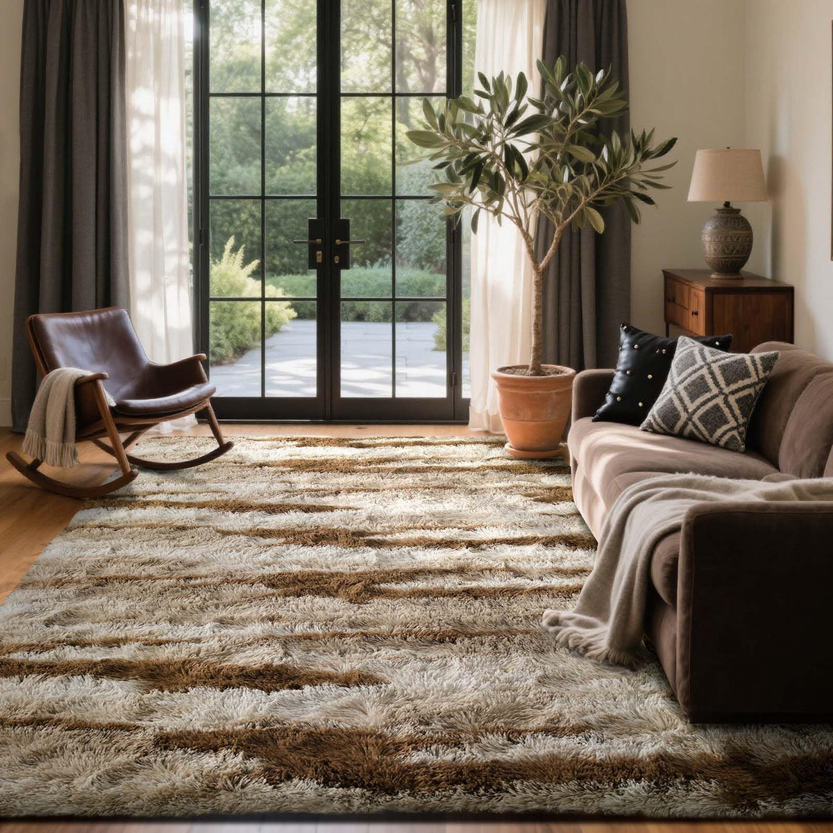 6x9 Ft Large Shag Rugs for Living Room Decor, Tie-Dyed Ultra Soft Fluffy Furry Area Rugs for Bedroom Indoor Floor, Aesthetic Carpet for Kids Home (Dark Grey)