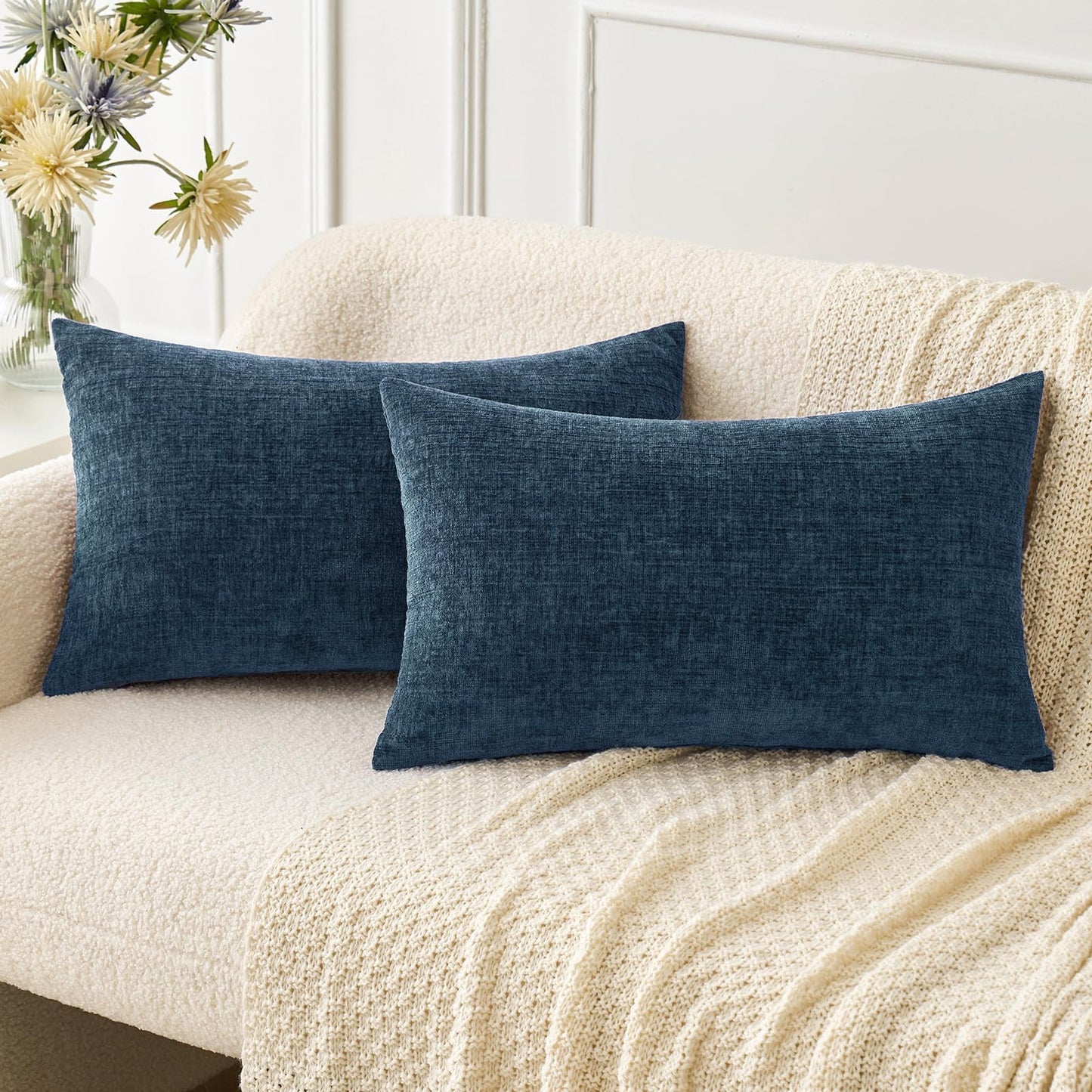 MIULEE Soft Chenille Fall Throw Pillow Covers Burnt Orange 18x18 Pack of 2 | Modern Fall Home Decor, Classic Decorative Pillows, Solid Dyed Cases, Boho Couch Cushion Covers for Sofa Bed Living Room