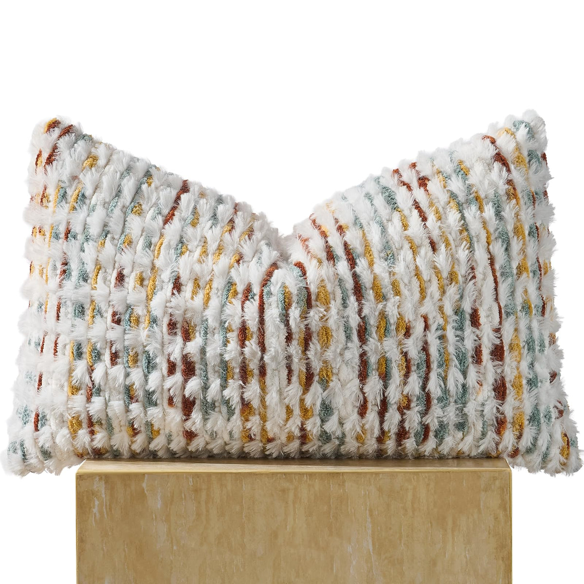 Set of 2 Boho Chenille Pillow Cover Decorative Tufted Pillowcase for Couch Bed Sofa Bedroom Living Room Modern 18 x 18-Inch Brown
