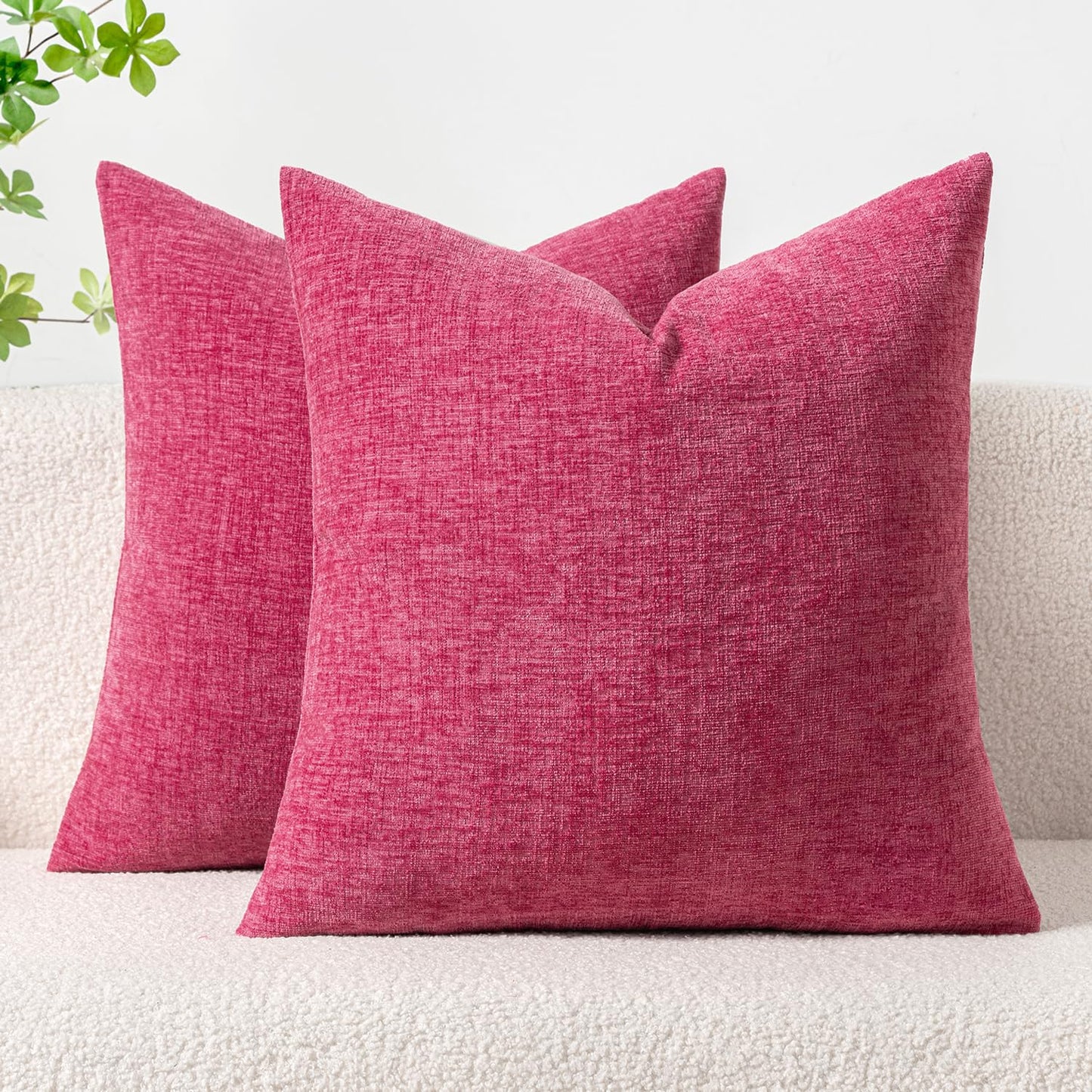 MIULEE Soft Chenille Fall Throw Pillow Covers Burnt Orange 18x18 Pack of 2 | Modern Fall Home Decor, Classic Decorative Pillows, Solid Dyed Cases, Boho Couch Cushion Covers for Sofa Bed Living Room
