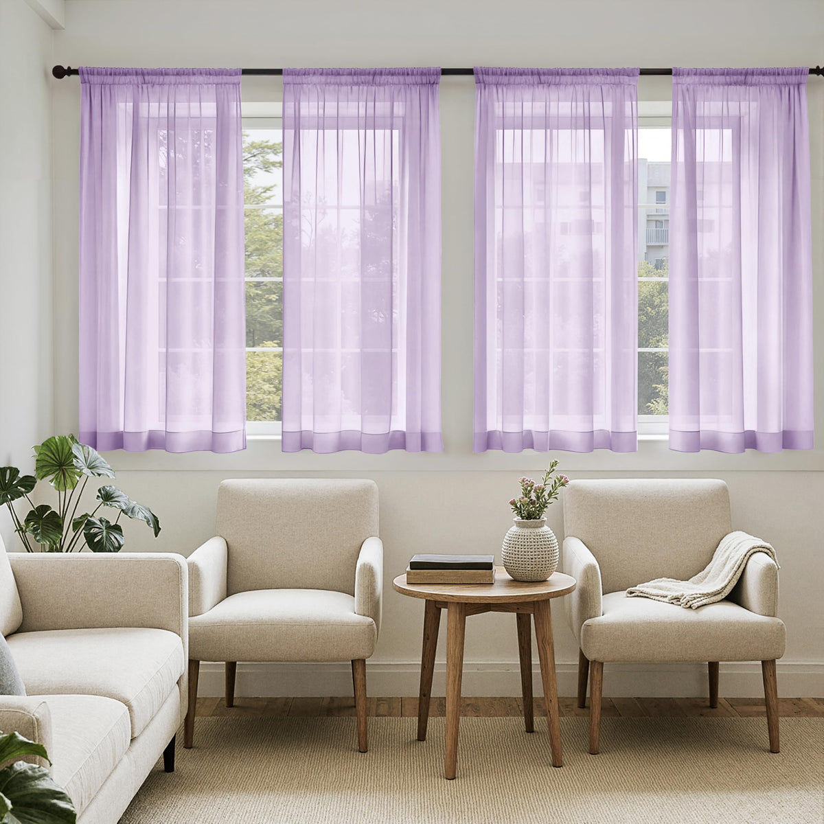 MIULEE Black Sheer Curtains 84 Inches Long 4 Panels 42 x 84 Inches | Light Filtering, Rod Pocket, Voile Drapes, Living Room, Bedroom, Window Treatments