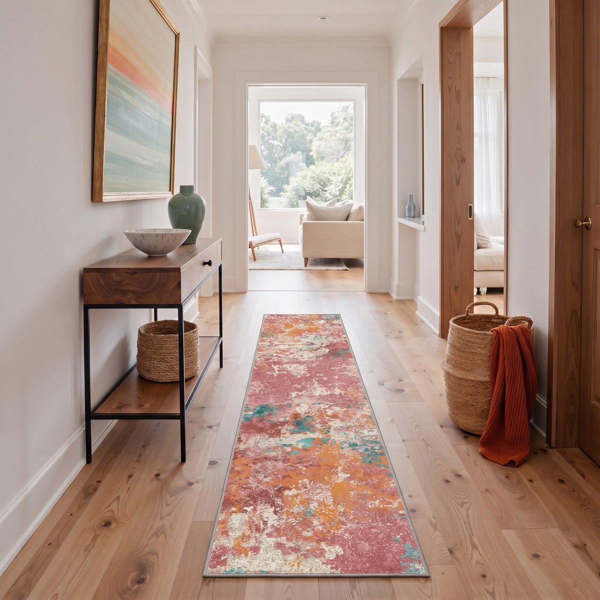 BEIMO 5x7 Green Abstract Area Rug, Washable Non-Slip for Bedroom | Soft Low-Pile Carpet, Lightweight and Easy to Vacuum, Sage Living Rooms, Dining Rooms, Bedrooms, and Home Offices