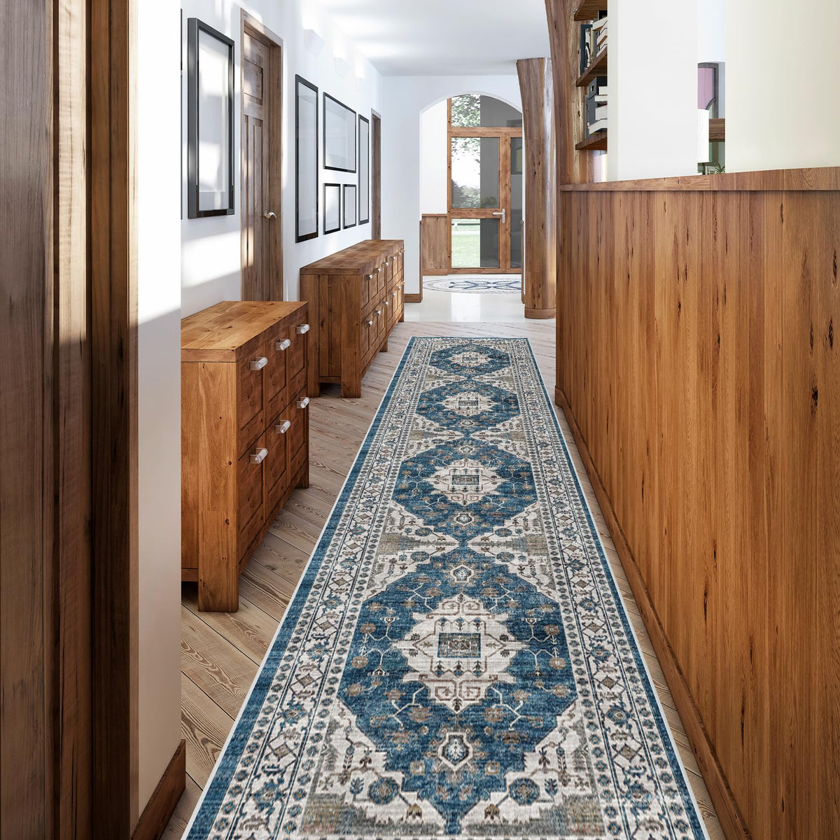 2x6 Hallway Washable Runner Rug : Vintage Soft Kitchen Laundry Runner with Non Slip Backing Farmhouse Entryway Living Room Floor Mat Stain Resistant Carpet for Bedroom Bathroom Distressed Beside Rug