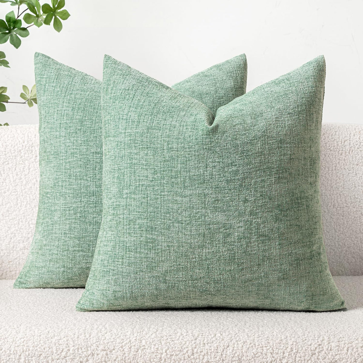 MIULEE Soft Chenille Fall Throw Pillow Covers Burnt Orange 18x18 Pack of 2 | Modern Fall Home Decor, Classic Decorative Pillows, Solid Dyed Cases, Boho Couch Cushion Covers for Sofa Bed Living Room
