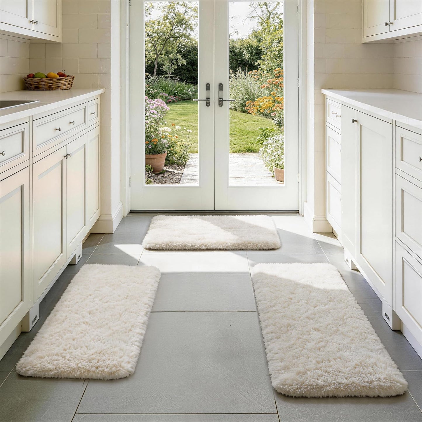 Ophanie 8x10 Area Rugs for Living Room, Washable Non-Slip Fluffy Soft Large Shag Bedroom Carpet, Ivory Big Indoor Nursery Rug, Carpets for Boy and Girls Room Dorm Decor with Over 99 pcs Pile fibers