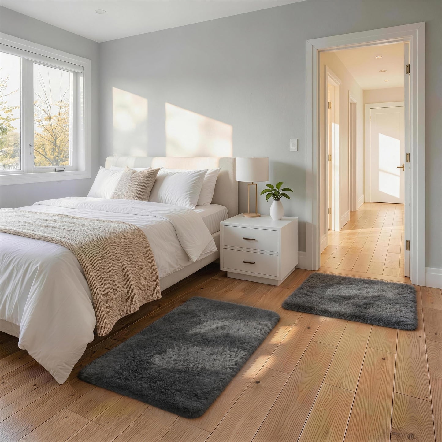 Ophanie 8x10 Area Rugs for Living Room, Washable Non-Slip Fluffy Soft Large Shag Bedroom Carpet, Ivory Big Indoor Nursery Rug, Carpets for Boy and Girls Room Dorm Decor with Over 99 pcs Pile fibers