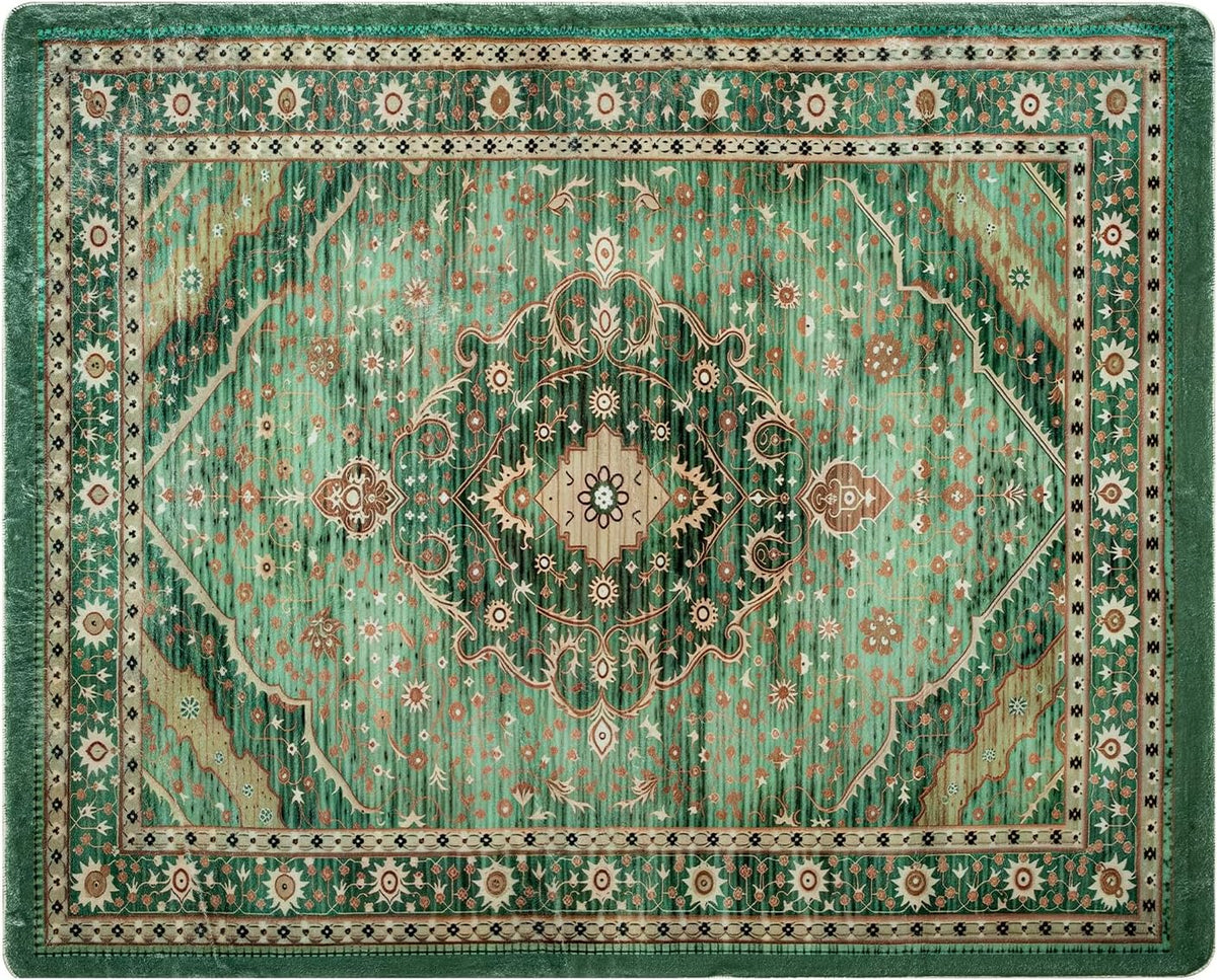 Vintage Texture Area Rug, Machine Washable, Anti-Slip, Stain Resistant, Soft Plush Floor Carpet for Living Room, Bedroom, Office(Green, 200 * 250CM)