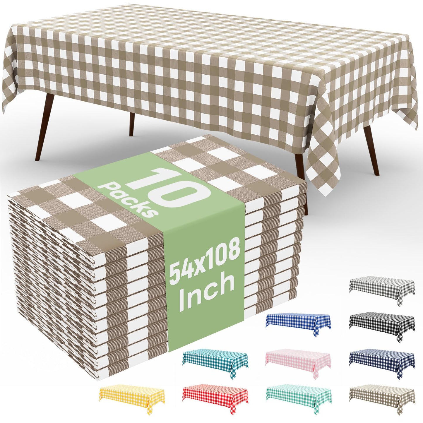 4 Packs Buffalo Disposable Table Cloth, 54 x 108 Inch Waterproof Plastic Tablecloth, Rectangle Red and White Checkered Table Covers for Picnic, Birthday, Party, Back to School