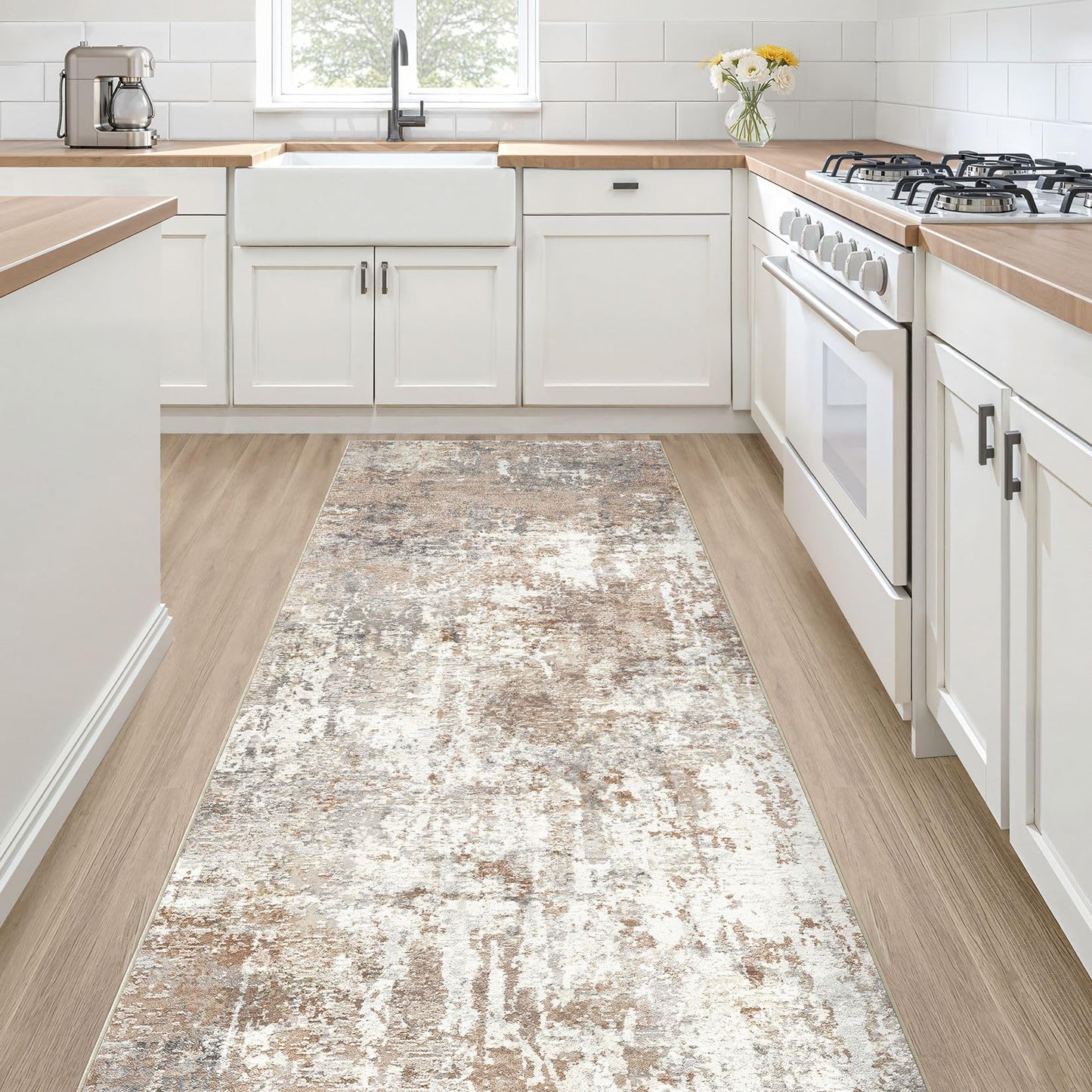 LOONGRUG Area Rug 5x7 Washable Neutral Modern Abstract Living Room Rugs | Soft Stain Resistant Non-Slip Indoor Carpet for Bedroom Nursery Playroom Dining Room Office Dorm Home